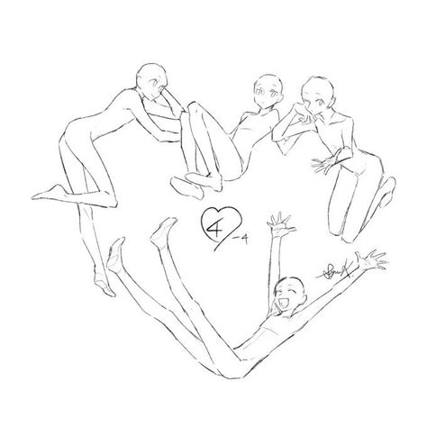 5 Character Pose, Drawing Poses Group Of 4, Group Drawing Poses Four, Group Character Poses, 4 Person Poses Drawing, Two Persons Poses Drawing, Ot3 Poses, Group Base, 6 Friends