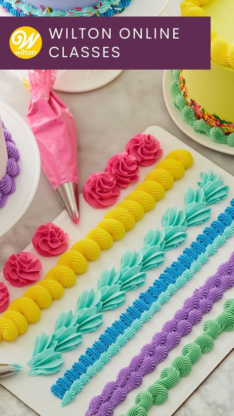 Cake Decorating Basics, Homemade Cupcake Recipes, Cookie Cake Designs, Cooking Decorating, Baking School, Cupcake Decorating Tips, Cake Decorating Icing, Cake Decorating For Beginners, Basic Cake