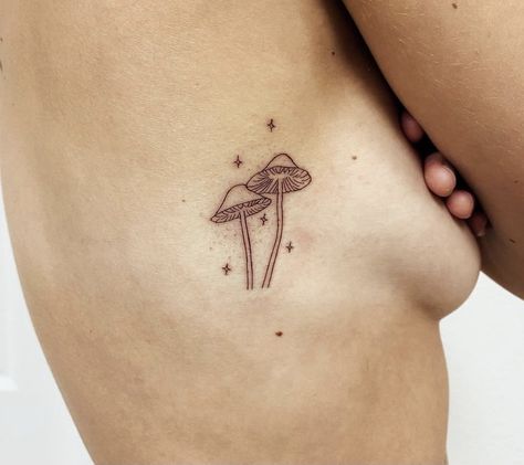 Silly Mushroom Tattoo, Two Mushrooms Tattoo, Mushroom Tattoo Whimsical, Delicate Mushroom Tattoo, Mushroom Tattoo Minimalist, Mushroom Stamp Tattoo, Golden Teacher Mushroom Tattoo, Mushroom Line Tattoo, Dainty Mushroom Tattoo