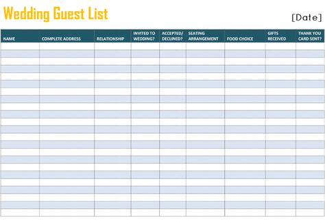 Printable Wedding Guest List Template for Word and Excel® Wedding Guest List Spreadsheet, Wedding Guest List Printable, Guest List Spreadsheet, Wedding Planning Spreadsheet, Guest List Template, Wedding Guest List Template, Wedding Budget Planner, Free Wedding Printables, Practical Wedding