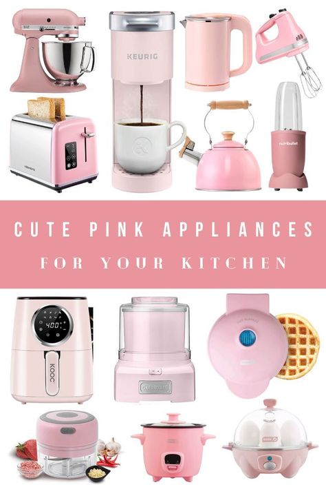 If you are furnishing your kitchen and updating your appliances…. and you’re super girly, this is the post for you! Let’s say, you have an all white kitchen. Adding a pop of color would be darling. If you go with pink, I’ve done all the work for you! I am sharing cute pink kitchen appliances and blush kitchen decor. Pink Appliances, Blush Kitchen, Appliances In Kitchen, Pink Kitchen Appliances, Decor From Amazon, Pink Kitchen Decor, Chic Bedroom Design, Blush Decor, Cute Blush