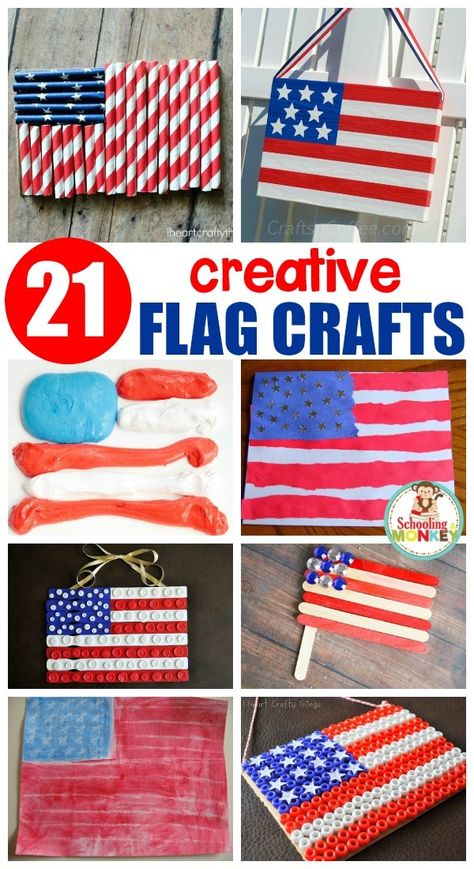 American Flag Crafts For Kids, Flag Crafts For Kids, Patriotic Activities, American Flag Crafts, July Activities, Flag Crafts, Summer Crafts For Kids, Patriotic Crafts, Patriotic Holidays