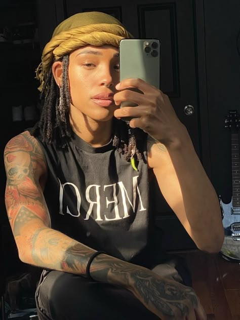 Black Masc Women Aesthetic, Masc Women Black, Black Androgyny, Black Masc Women, Studs With Locs, Masc Aesthetic, Masc Outfits For Women, Masc Girls, Masc Girl