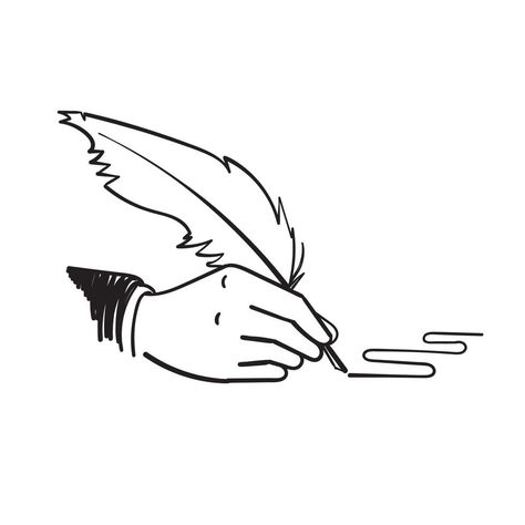 hand drawn doodle hand holding quill pen with writing gesture illustration Holding Pen Reference Drawing, Hand Holding Pen, Gesture Illustration, Hand Holding Card, Pen Icon, Feather Drawing, Dibujo Simple, Inspiration Portrait, Quill Pen