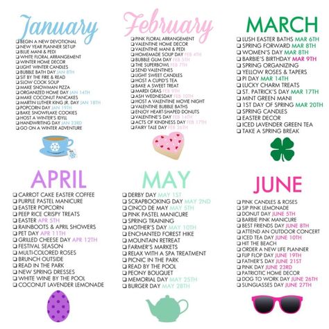 May Ideas Month Of, Things To Do Once A Month, Month Date Ideas, Monthly Bucket List Ideas, January Date Ideas, Hosting Ideas For Each Month, Monthly Bucket List, January Bucket List, Monthly Ideas