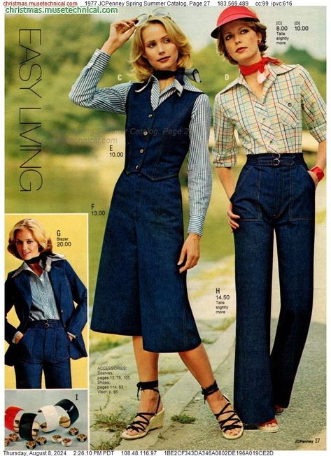 1977 JCPenney Spring Summer Catalog, Page 27 - Catalogs & Wishbooks 70s Fashion Catalog, 70s Denim Outfit, Summer 70s Outfits, 70s Teen Fashion, 70s Catalog, 1970s Catalog, 1976 Fashion, 1977 Fashion, 1960 Fashion