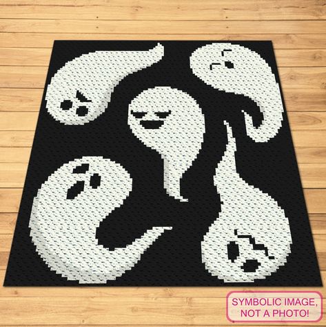 Ghost C2C Crochet Pattern, Halloween Graphgan, Spooky Crochet Blanket, Ghost Graph C2C, Decor Crochet Ghosts, C2c Crochet Blanket Pattern, Corner To Corner Crochet Pattern, Crochet Pour Halloween, C2c Blanket, Crochet Ghost, C2c Crochet Blanket, Corner Crochet, Ghost Pattern