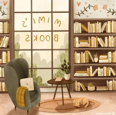 Calm Art, Procreate Ipad Art, Library Aesthetic, Fun To Draw, Book Cafe, Cozy Coffee, Illustration Art Girl, Cozy Aesthetic, Ipad Art