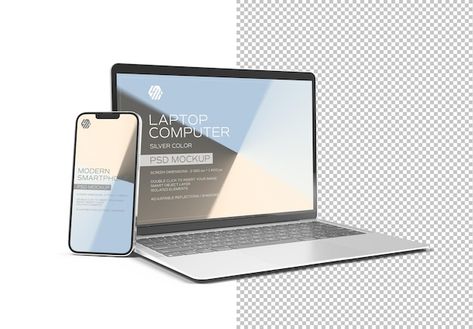 PSD mobile phone and laptop isolated on ... | Premium Psd #Freepik #psd #laptop-phone #laptop-mobile #phone-template #phone-screen Mock Up, Phone And Laptop, Mockup, Mobile Phone, Laptop, Stock Photos, White