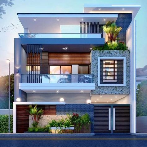 3 Storey House Design Modern Architecture, Indian House Exterior Design, House Structure Design, Small House Design Architecture, 3 Storey House Design, House Outer Design, House Balcony Design, Small House Front Design, Small House Elevation