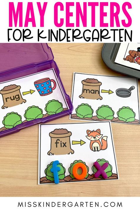 A spring-themed word building center activity. Kinder Literacy Centers, Kindergarten Reading Centers, Kindergarten Stations, Word Work Kindergarten, Centers For Kindergarten, Literacy Activities Kindergarten, Miss Kindergarten, Spring Kindergarten, Literacy Centers Kindergarten