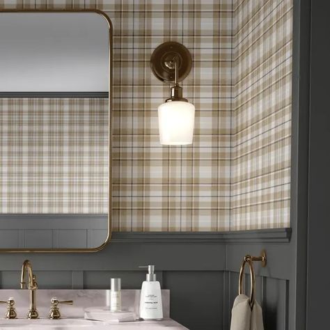 PaisleyandDotHome - Etsy Pinstripe Wallpaper Bathroom, Wallpaper In Study, Plaid Wallpaper Nursery, Plaid Wallpaper Boys Room, Bathroom Wallpaper Farmhouse, Wallpaper Kids Bathroom, Plaid Wallpaper Bathroom, Plaid Wallpaper Bedroom, Black Plaid Wallpaper