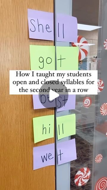 39K views · 1.5K likes | Edutopia on Instagram: "From @creativelyteachingfirst : “Here is how I teach my students open and closed syllables! I place sticky notes on our classroom door. I opened the door for open syllables and closed the door for closed syllables. This visual always seems to connect with students!”  Note to clarify the practice: These are two sets of words being shared. When the door is open, a set of open-syllable words is presented. When the door is closed, a second set of words—this time closed syllable—is presented. 🚪" Opened And Closed Syllables, Syllable Worksheet For Grade 1, Open Syllable Activities Free, Closed Syllables Anchor Chart, Open And Closed Syllables Activities, Open And Closed Syllables Anchor Chart, Open And Closed Syllables, Open Syllables, Syllables Activities