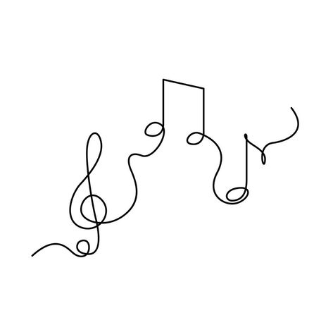 Single Line Art Tattoo, Tattoo Designs Line Art, Musical Notes Art, Small Music Tattoos, Continuous Line Tattoo, One Line Tattoo, Single Line Tattoo, Music Note Tattoo, Muster Tattoos