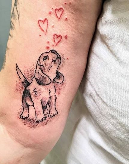 14 Awesome Beagle Tattoo Ideas for Every Taste! | PetPress Beagle Tattoo Ideas, Beagle Tattoo, Puppy Tattoo, Small Dog Tattoos, Dog Tattoo Ideas, Bulldog Tattoo, Dog Memorial Tattoos, Tattoos Skull, A Donkey