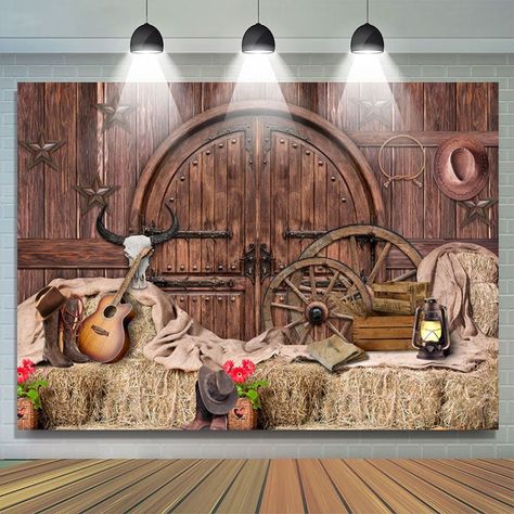 Tor Design, Wooden Barn Doors, Western Saloon, Backdrop For Birthday, Birthday Party Backdrop, Cowboy Birthday Party, Western Theme Party, Wilde Westen, Barn Door Designs