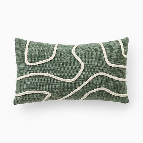 Outdoor Pillows & Cushions | West Elm Back Deck Designs, Surf Shack, Outdoor Couch, Patio Furniture Covers, Modern Throw Pillows, Green Colour Palette, Fern Green, Green Pillows, Outdoor Backyard