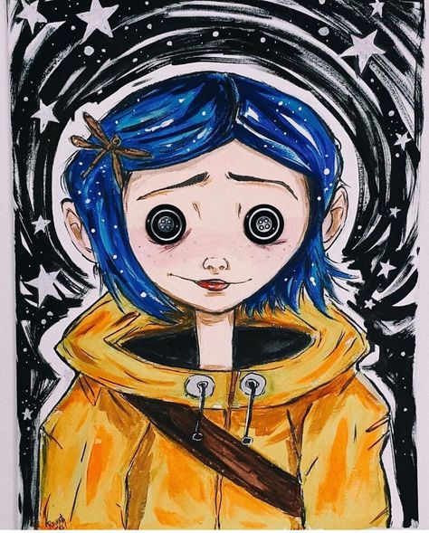 Coraline Drawing, Coraline Art, Coraline Jones, Tim Burton Art, Button Eyes, Halloween Drawings, Canvas Painting Diy, Painting Art Projects, Coraline