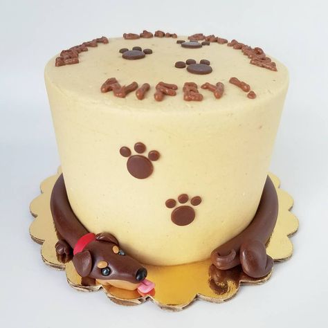 Dachshund Cake, Dog Cake, Fondant Toppers, Dachshund Love, Cakes Cupcakes, Sausage Dog, 10th Birthday, Cute Cakes, Custom Cakes