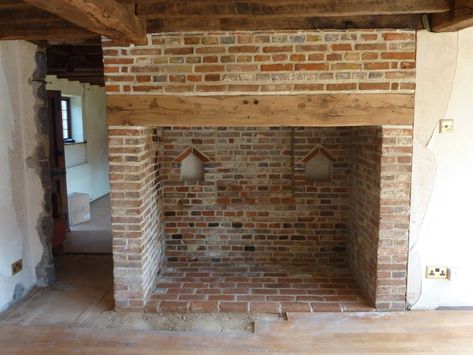 1800s House, Cottage Fireplace, Brick Hearth, Wood Stove Fireplace, Fireplace Lighting, Outdoor Stove, Inglenook Fireplace, Irish Cottage, Cottage Living Rooms