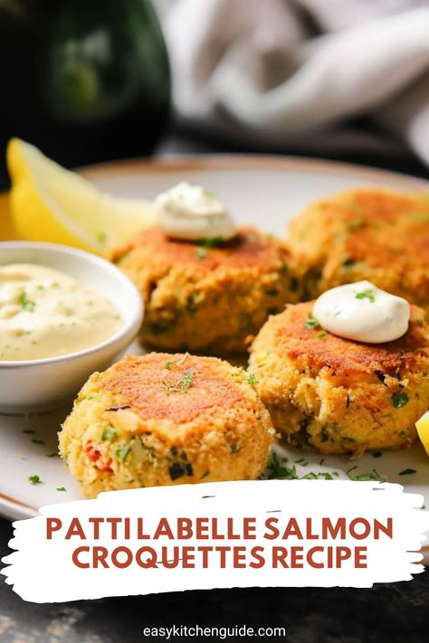 Patti LaBelle Salmon Croquettes Recipe Fish Croquettes Recipe, Patti Labelle Recipes, Salmon Croquettes Recipe, Salmon Appetizer Recipes, Salmon Appetizer, Quick Salmon, Paleo Fish, Croquettes Recipe, Salmon Croquettes