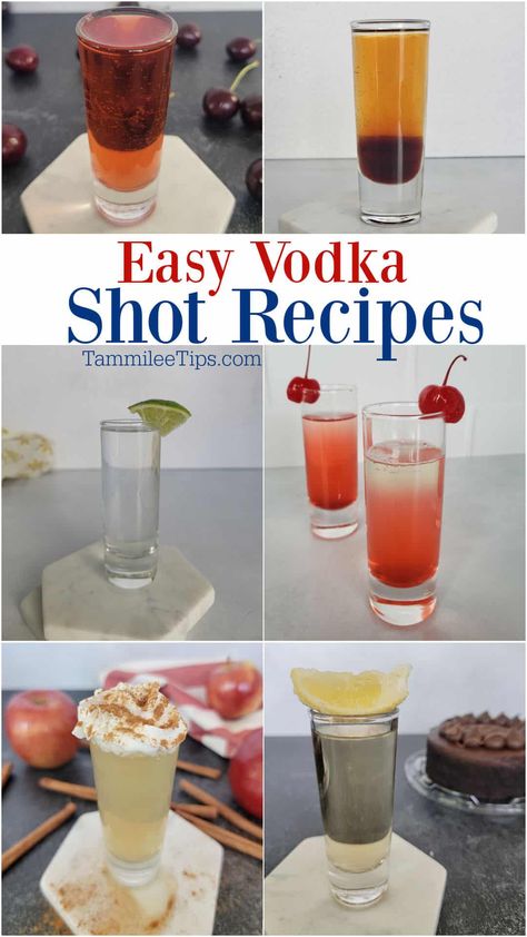 Fun Party Shots Alcohol, Birthday Shooters Alcohol, Vodka Shooters Recipes, Fun Vodka Shots, Cheesecake Shots Alcohol, Easy Tasty Shots, New Years Eve Shot Recipes, Easy Party Shots, Birthday Party Shots