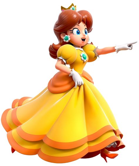 Daisy is the princess of Sarasaland, and appeared first in Super Mario Land. She was kidnapped by the evil alien Tatanga, who wanted to marry her, and Mario had to save her. Since then, she regularly appears as Peach's friend and Luigi (Mario's brother) potential girlfriend. She is sometimes distressed, but being tomboyish, it is not her main purpose in story. Energetic, cheerful, regally and unbearably beautiful and sugary sweet, Daisy have tomboyish tendencies and is more adventurous than ... Daisy Mario Bros, Mario Princess Daisy, Daisy Mario, Super Mario Bros Film, Mario Party 7, Harmonie Mario, Mario Party 9, Mario Land, Super Mario Run