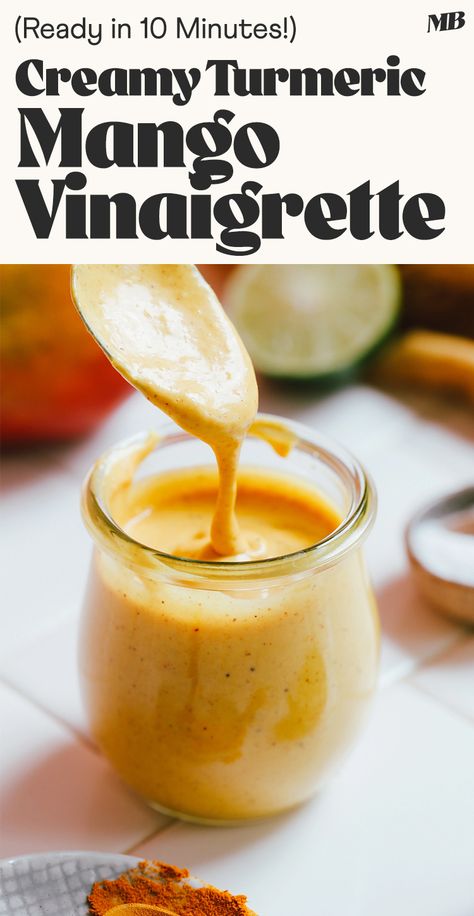 Mango Vinaigrette Dressing, Mango Vinaigrette, Salad Gourmet, Healthy Salad Dressings, Crunchy Salads, Mango Salad Dressing, Vegan Salad Dressing Recipes, Mango Dressing, Salads Bowls