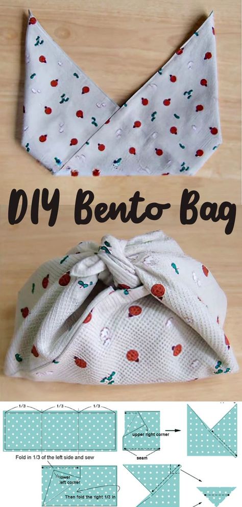 Easy Bento Bag Tutorial Linen Bento Bag Pattern, Bento Bags Pattern, Sewing Market Bag, Bento Box Bag Pattern, Bento Bag Tutorial, Bento Bread Bag, Bento Bread Bag Pattern, Sew Bag Easy, Diy Bento Bag