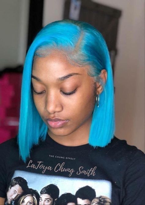 Baby Blue Bob #hair Blue Bob, Ponytail Wig, Frontal Hairstyles, Human Wigs, Hair Laid, Short Bob Wigs, Lace Hair, Human Hair Lace Wigs, Hair Weave