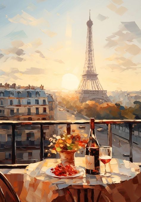 Paris Art Painting, Eiffel Tower Pictures, Eiffel Tower Painting, Paris Illustration, Painting References, Paris Painting, Life Paintings, Canvas Painting Landscape, Landscape Art Painting