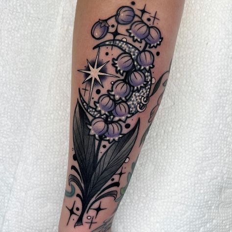 lilly of the valley//may • thank you, Lilly ! #lillyofthevalley 🖤 | Instagram Lily Of The Valley Tattoo, Valley Tattoo, Lillies Tattoo, Traditional Tattoo Designs, Doodle Tattoo, Botanical Tattoo, American Traditional Tattoo, American Traditional, Creative Tattoos