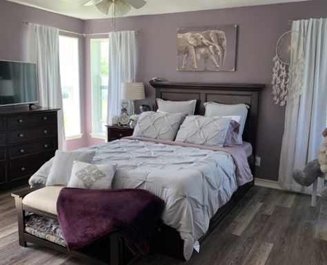 Sage green and gray bedroom