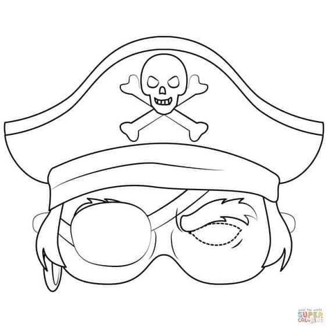 Halloween Mask Coloring, Pirate Mask Printable, Pirate Coloring Pages Free Printable, Printable Masks For Kids Free, Mask Coloring Page, Pirate Mask, Printable Coloring Masks, Mask Template Printable, Animal Masks For Kids