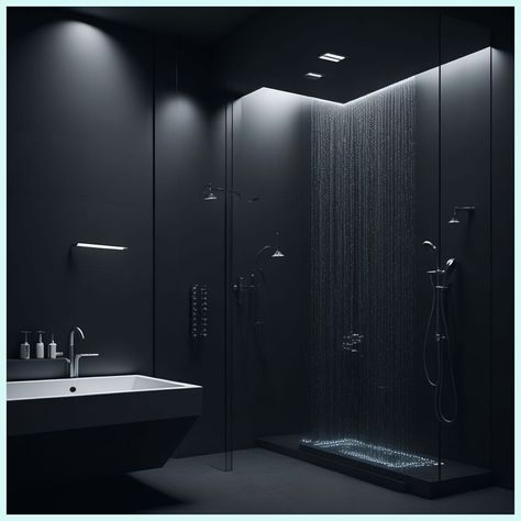 [CommissionsEarned] 26 Hot Bathroom Decor Luxury Modern Interiors Black Recommendations To Copy This Spring #bathroomdecorluxurymoderninteriorsblack Dark Office Aesthetic Luxury, Dark Modern House, Dark Interior Design, Dark Bathrooms, Dark Modern, Fyp Aesthetic, Black Interior Design, Bathroom Inspiration Modern, Bathroom Decor Luxury