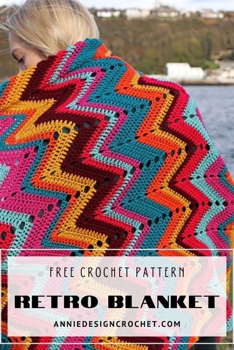 70s Crochet Blanket, Crochet Blanket Stitches, Chevron Crochet Blanket Pattern, Winters Morning, Retro Blanket, Retro Crochet, Crochet Blanket Chevron, Crochet Chevron, Modern Crochet Blanket