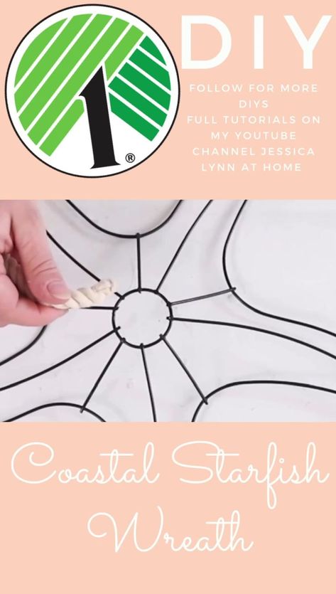 Diy Costal Crafts, Dollar Tree Starfish Wreath Form Ideas, Starfish Wreath Form Ideas, Diy Shell Wreath, Dollar Tree Shell Wreath, Dollar Tree Mermaid Tail Wreath Diy, Dollar Tree Seashell Wreath, Dollar Tree Beach Crafts, Starfish Craft Ideas