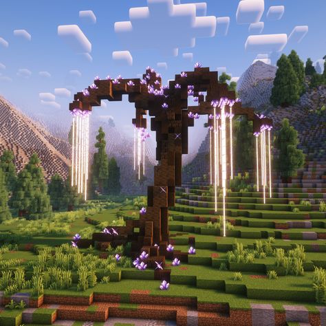 Minecraft Tree Ideas Design, Kingdom Minecraft Ideas, Mincraft Idea Disney, Minecraft End Island Transformation, Minecraft Kingdom Entrance, Avatar Pandora Minecraft Builds, Minecraft Fantasy Tree Design, Magical Tower Minecraft, Fairy Tale Minecraft Builds