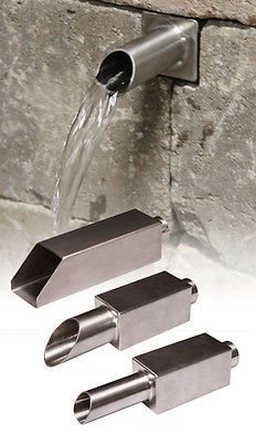 PondBuilder Stainless Steel Formal Spouts - Ornamental Waterfall Spillways Modern Water Feature, Water Fountain Design, Kolam Koi, Taman Air, Modern Fountain, Water Feature Wall, Garden Water Feature, Diy Fountain, Landscaping Retaining Walls