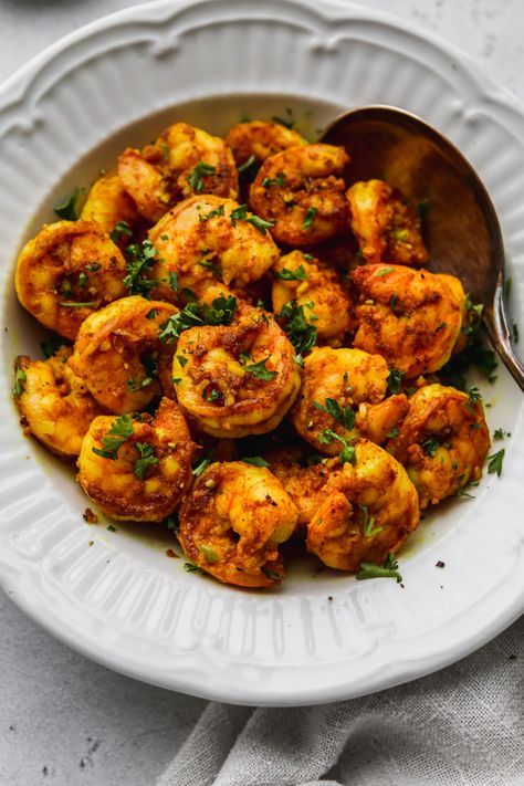 Easy Turmeric Shrimp With Cumin & Garlic | Walder Wellness, RD Turmeric Shrimp, Walder Wellness, Chefs Plate, Prawn Recipes, Curry Shrimp, Whipped Feta, St Joseph, Healthy Nutrition, Shrimp Recipes