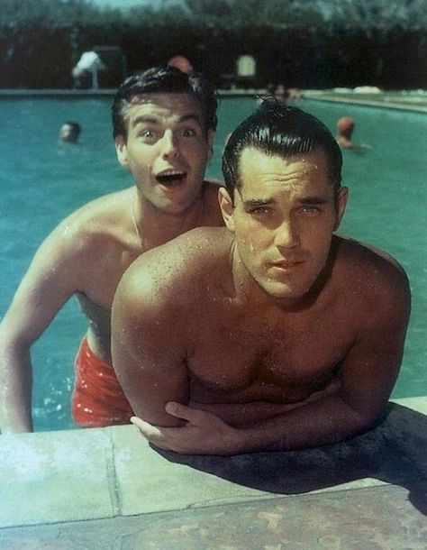 Robert Wagner and Jeffrey Hunter Jeffrey Hunter, Gena Rowlands, Robert Wagner, Tony Curtis, Hollywood Men, Hooray For Hollywood, Young Actors, Two Men, Vintage Hollywood