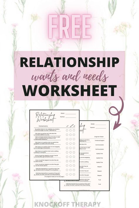 relationship wants and needs worksheet Relationship Wants, Needs And Wants Worksheet, Relationship Needs, Couples Therapy Worksheets, Relationship Repair, Psychology Questions, Relationship Worksheets, Psychology Notes, Needs And Wants