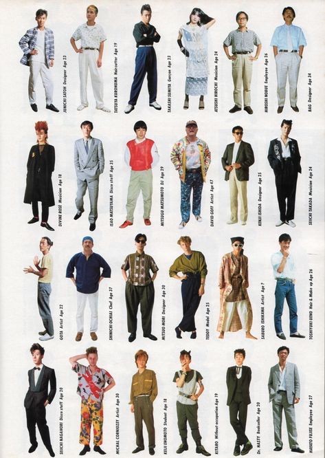 80s Outfits Men, 80s Mens Fashion, Japanese Style Clothing, 80s Fashion Men, 1980s Fashion Trends, 1980 Fashion, 80s Fashion Trends, Casual Attire For Women, Fall Fashion Skirts