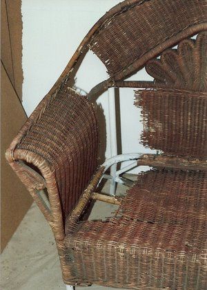 Antique Wicker Restoration by Peter Tanzini Refurbished Wicker Chair, How To Fix A Wicker Chair, How To Fix Wicker Furniture, Repair Wicker Furniture Diy, How To Fix Wicker Patio Furniture, Repair Wicker Chair, Old Wicker Chairs, Wicker Furniture Repair, Vintage Wicker Furniture