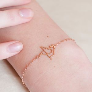 Rose Gold Dove Bracelet - bracelets & bangles Dove Bracelet, Silver Link Bracelet, The Dove, Gold Link Bracelet, Silver Logo, Photo Bracelet, Gold Gold, Sterling Silver Chain, Gold Plated Sterling Silver