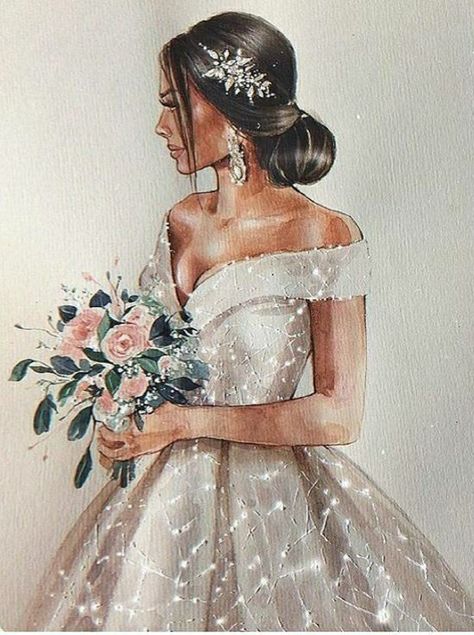 Trendy Wedding Dress, Wedding Dress Drawing, Wedding Dress Drawings, Wedding Dress Illustrations, Bridal Art, Wedding Dress Sketches, Scrapbook Pictures, Baby Icon, Wedding Logo Design