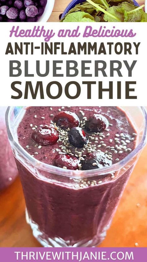 The Best Anti-inflammatory Blueberry Smoothie - Thrive With Janie Blueberry Smoothie Recipe, Anti Inflammation Recipes, Best Smoothie, Smoothie King, Blueberry Smoothie, Smoothie Detox, Pineapple Smoothie, Blueberries Smoothie, Afternoon Snack