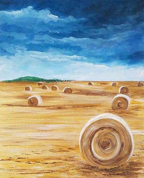 Acrylic Farm Painting Easy, Farm Canvas Painting Easy, Canvas Painting Western, Farm Scene Paintings Easy, Simple Country Paintings, Farm Painting Ideas, Painting Ideas Country, Country Paintings Easy, Easy Farm Paintings