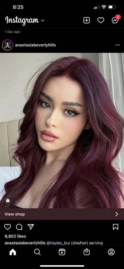 Makeup For Cherry Red Hair, Hair Color For Teens, Cherry Red Hair On Pale Skin, Trendy Hair Dye Ideas, Burgundy Hair Fair Skin, Dark Cherry Red Hair Tan Skin, Pelo Color Vino, Black Cherry Hair, Wine Hair Color