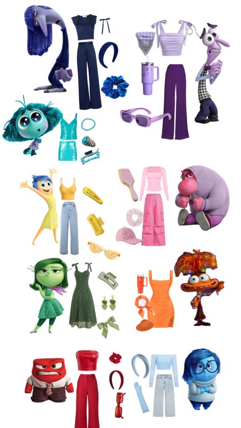 Inside Out Two Halloween Costumes, Inside Out 2 Dress Up, Inside Out Two Outfit Ideas, Inside Out Fear Costume Women, Joy From Inside Out Costume, Crazy Dress Day At School, Inside Out Characters Outfits, Envy Costume Inside Out, Inside Out Dress Up